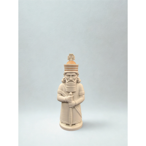 Schackbräde med Assyriska schackpjäser